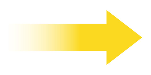 Long right yellow arrow representing directional symbol for navigation, pointing right, isolated graphic for infographic, presentation, or web design use.