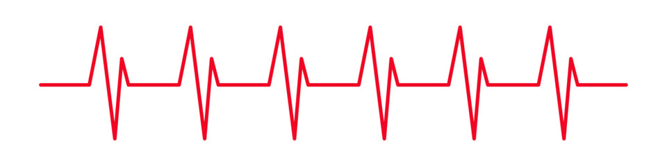 Red electrocardiogram heartbeat line, symbol of health, heart rate, medical monitoring, pulse tracking, cardiology, fitness, isolated graphic for healthcare or wellness use.