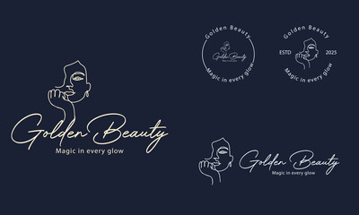 Woman Face with Leaf Icon Symbol Logo Inspiration. Female Face with Leaf Line Art Logo Design Concept Illustration. Woman Face Silhouette for Spa, Beauty, Skincare, Cosmetics Brand Identity.