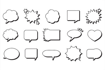 Minimalist Black & White Speech Bubbles - 15 Hand-Drawn Illustrations for Communication and Design