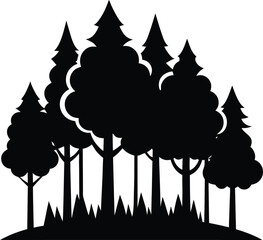 Majestic Forest Silhouette A Dark and Dreamy Illustration of Trees