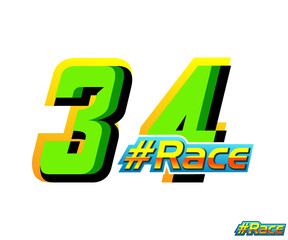 Racing number 34 effect design vector template