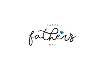 Happy Father's Day typography, love, heart, greeting, vector, blue heart design in eps 10.