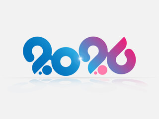2026. 2026 Happy new year bubble and liquid concept combine with gradient color and shadow. 2026 elegant and modern template design for greeting card, banner, cover, calendar, poster,