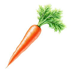 Vibrant Watercolor Painting of Fresh Ripe Carrot Isolated on Whi