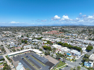 Fototapeta premium Aerial view of wealthy Encinitas town in San Diego, South California, USA. 