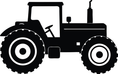 old tractor silhouette vector illustration