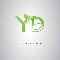 YD Natural Leaf Monogram Logo – Elegant Eco-Friendly Initial Design for Creative Branding & Organic Businesses