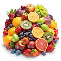 fresh fruits on white background