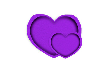 Purple paper cut into a heart shape placed on a transparent background.