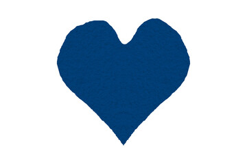 Blue paper cut into a heart shape placed on a transparent background.