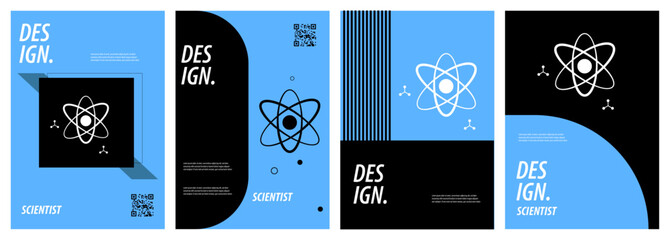 Scientist poster and cover design for your business. Simple bundle flyer design