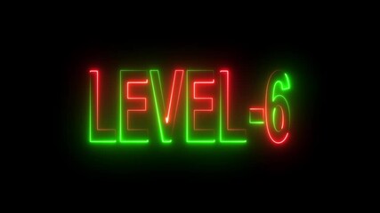 Glowing level-1 text with glitch effects animation. Two color letters spelling out level-1 appear on screen. level-1 game concept icon  on a black background. 4k video  - Powered by Adobe