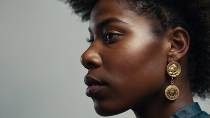 Close-up of Afro-textured hair with freedom pin — representing pride, identity, and Juneteenth empowerment.