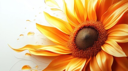 Obraz premium Detailed sunflower, abstract, flowing, fluid design