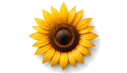 Fototapeta premium Bright and Detailed Full Bloom Sunflower Head with Seeds, Isolated on a Clean White Background