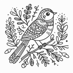 Fototapeta premium coloring book illustration of bird