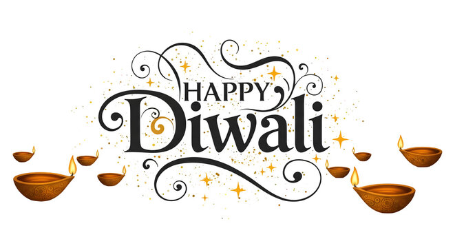 A Sparkling Happy Diwali Celebration with Glimmering Diyas