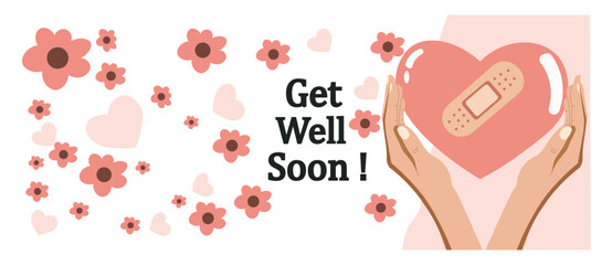 Cute Get Well Soon Card Vector Template Set - Cheerful Designs-05