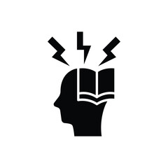 Student Stress Icon Glyph Symbol Solid Concept of Academic Pressure and Mental Health Issues in School and Education Settings