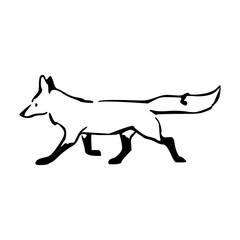 simple animal line art : walking fox
