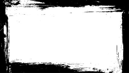 Frame template in rectangular shape in black paint and brushstroke style. 