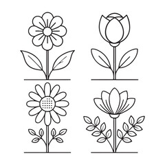 set of vector floral elements