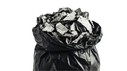 Black bag filled with construction debris showcases aftermath of renovation projects, emphasizing cleanup.