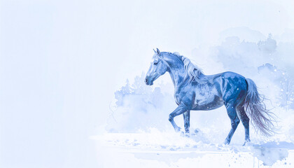 雪原に佇む馬,Generative AI,AI画像