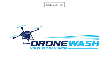Drone cleaning building service company modern logo stock element