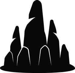 Rocky Outcrop silhouette vector illustration icon on transparent background