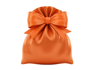 Obraz premium Elegant green gift box and luxurious silk pouch with an orange bow, isolated on transparent background, ideal for festive celebrations, product packaging designs, and holiday gifting visuals – rendere