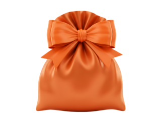 Elegant green gift box and luxurious silk pouch with an orange bow, isolated on transparent background, ideal for festive celebrations, product packaging designs, and holiday gifting visuals – rendere