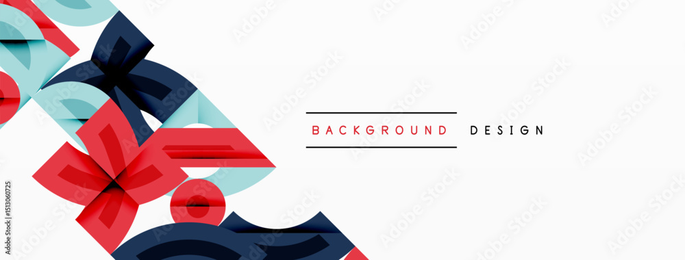 Aufkleber abstract geometric shapes overlap, creating dynamic visual interest. red, blue, teal hues dominate w