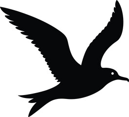 black headed gull silhouette vector illustration icon on transparent background