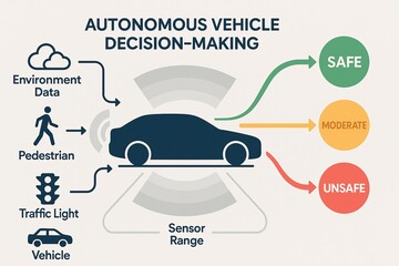 Autonomous Vehicle Decision Making, Clean Infographic for Technology Presentation