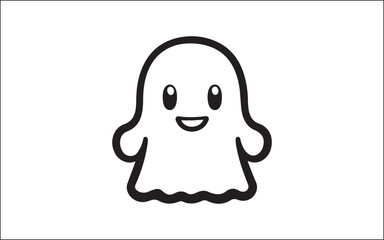 Fototapeta premium Boo, scary ghost flat vector illustration for Halloween, cartoon character for holiday.
