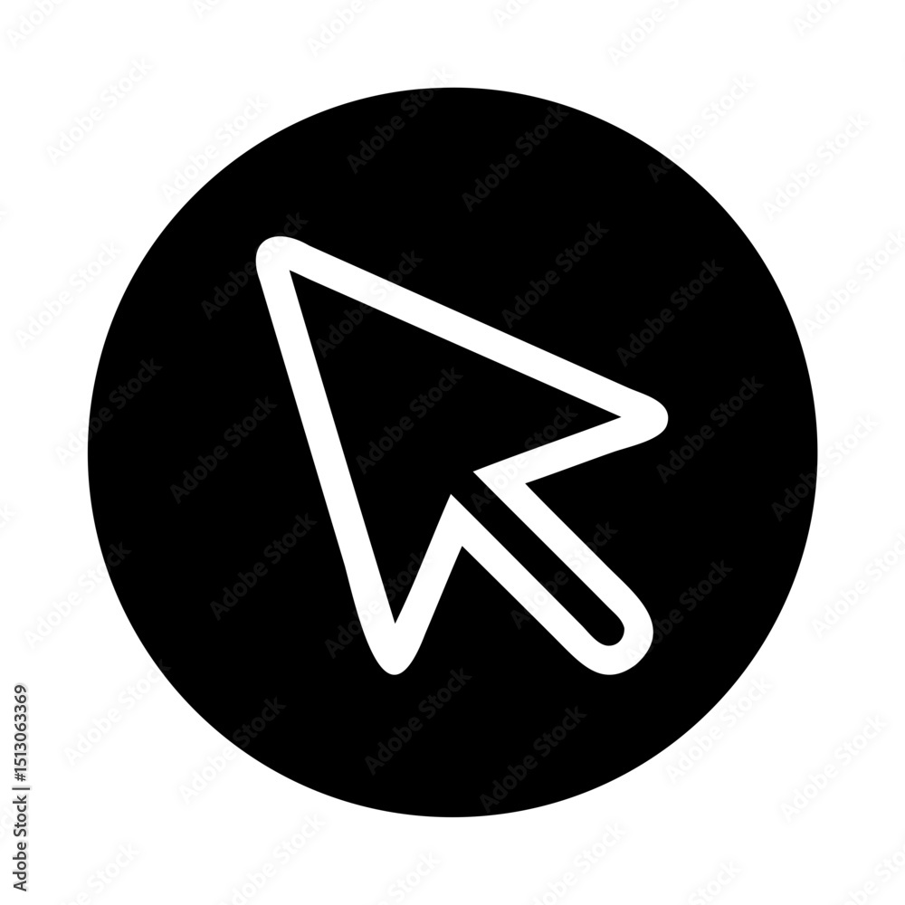 Fototapete Simple Cursor Icon White Arrow in Black Circle -  Vector Graphic Design Element