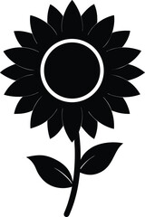 sunflower silhouette vector illustration icon on transparent background