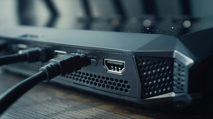 Exploring the connections of a modern gaming console during setup process - Powered by Adobe