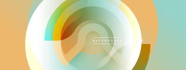 Abstract flowing layers create dynamic visual. Soft colors blend, forming circular patterns. Modern design element for backgrounds.