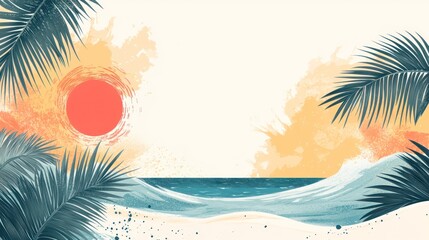 Tropical Sunset Beach Background