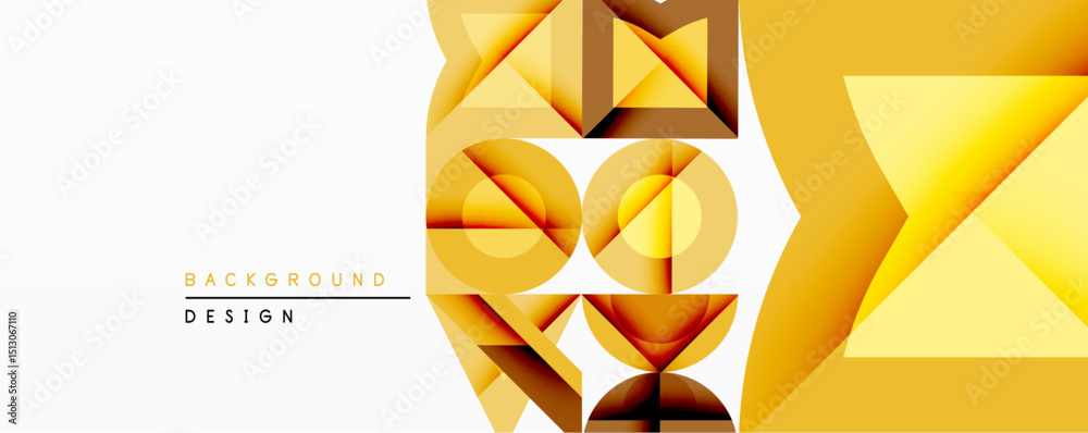 Fototapete Abstract geometric composition. Golden shapes overlap, creating dynamic visual effect. Minimalist design with gradient hues, suitable for backgrounds or modern graphics.