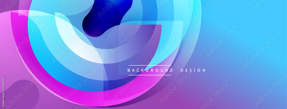 Poster Abstract flowing shapes, vibrant colors, modern design. Gradient background creates dynamic visual effect. Smooth curves suggest movement.