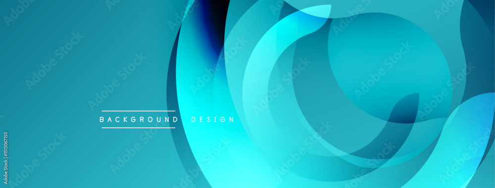 Poster abstract blue design features overlapping circles, flowing lines. modern aesthetic, suitable for bac