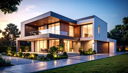 Fototapeta premium modern residential house, real estate lifestyle