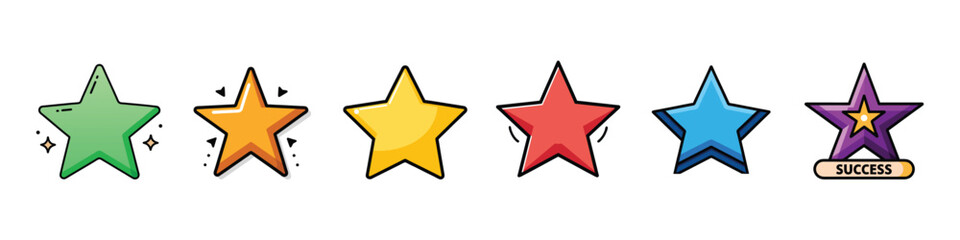 Obraz premium Five Star Rating Icon Representing Review, Feedback, and Success Evaluation