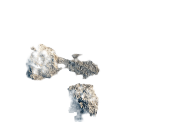 Aerial view of two rocky outcrops