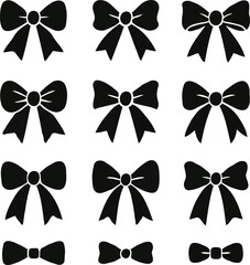 Silhouettes of ribbon on a white background