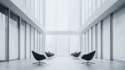 Modern Minimalist Office Interior with Stylish Black Chairs